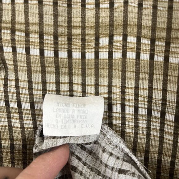 Bassiri UOMO USA Mens Brown XL Striped Abstract Geometric Print Button up Shirt - Picture 3 of 5